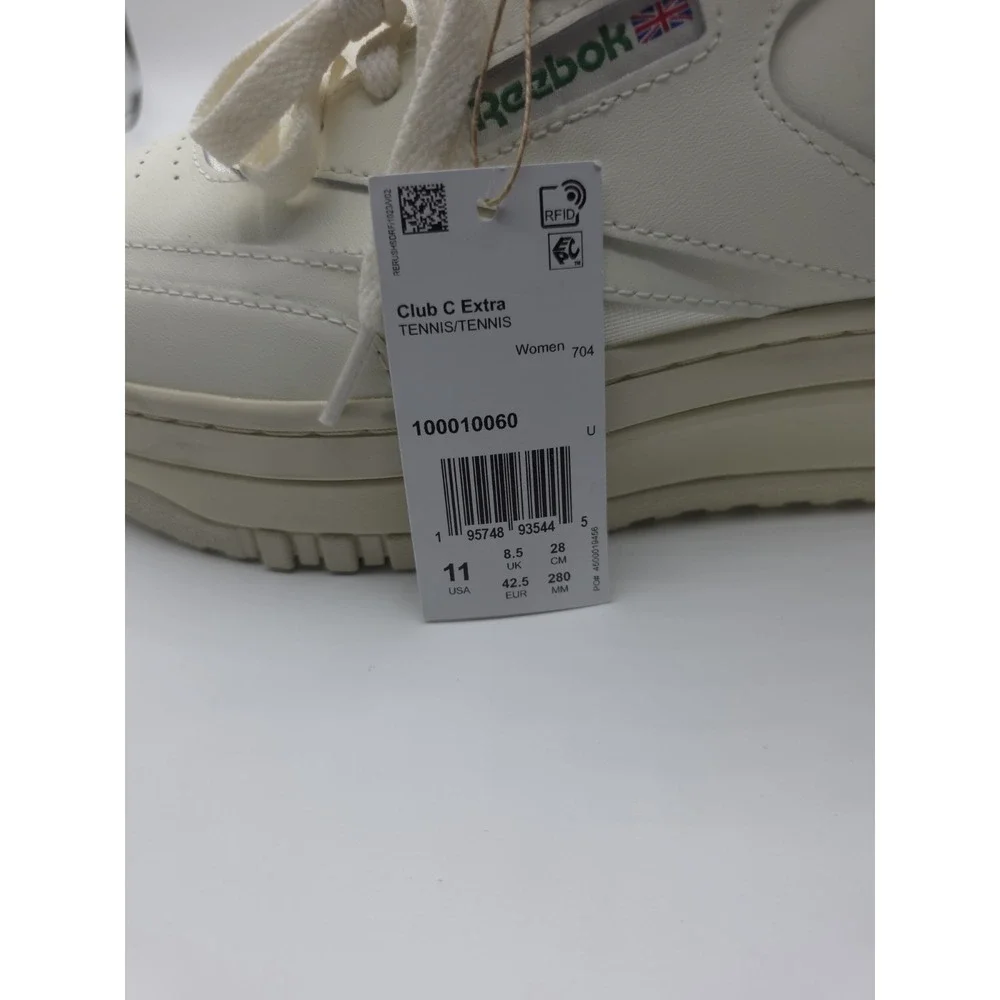 Reebok Club C Extra Platform Sneakers Womens 11 Chalk Green Leather Chunky Shoes